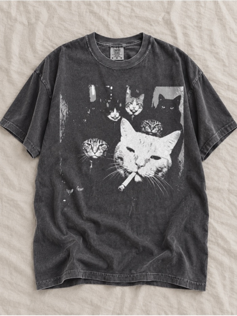 Funny Gangster Cat Shirt, Meme Cats Graphic Tee, Edgy Cat T-Shirt - Picture 3 of 7